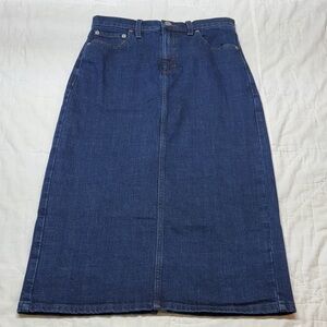 Vintage 90s Y2K NWT Banana Republic High-Rise A-Line Denim Midi Skirt Dark Wash